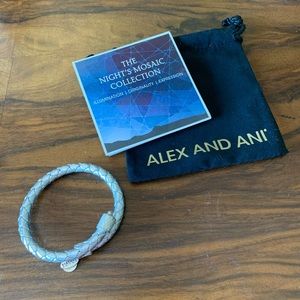 Alex and Ani Silver Leather Bangle